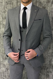 Men Grey Suit 3 Piece Slim Fit Wedding Suit One Button Suit Sainly
