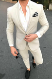 Men Two Piece Suit Formal One Button Suit Beige Wedding Suits Sainly