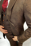 Men Tweed Suit Brown Winter Suit Three Piece Slim Fit Suit Sainly