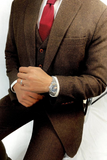 Men Tweed Suit Brown Winter Suit Three Piece Slim Fit Suit Sainly