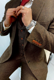 Men Tweed Suit Brown Winter Suit Three Piece Slim Fit Suit Sainly