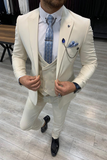 Men's 3 Piece Suit Off White Wedding Suit Dinner Suit SAINLY