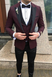 Men 3 Piece Tuxedo wedding Suits Maroon