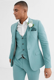 Men Three Piece Wedding Suit Light Blue