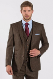 Men Three Piece Tweed Brown | Wedding Suit | Slim Fit Tweed Suit | Sainly