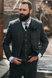 Men's Dark Grey Tweed Suit | Wedding Groomsmen Suit | Slim Fit Suit | Sainly