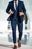 Men Three Piece Wedding Blue suits