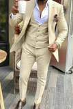 Men Beige 3 Piece Suits | Slim Fit Suits | Engagement Prom | Sainly