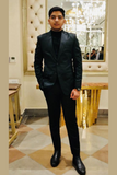 MEN SUITS WEDDING 2 Piece Black Formal Fashion Party Wear Prom Dinner Suits