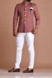 Rosewood Bandhgala Jodhpuri Designer Blazer With White Trouser| Partywear for Grooms and Friends | Wedding Family Functions |open lawn party