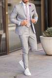 Men Two Piece Suits Grey