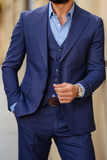 Men Three Piece Suit Blue