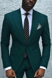 Men Two Piece Suit Hunter Green Wedding Suit