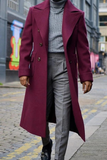 Men Trench Coat Burgundy | Winter Wool Coat | long Jacket | Sainly