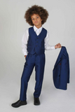 Kids Navy Blue 3 Piece Suit | Boy Wedding Suit | Party Wear Suit | Sainly