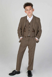 Boy Brown Tweed Suit | 3 Piece Suit Wedding | Kids Party Wear | Sainly