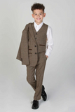Boy Brown Tweed Suit | 3 Piece Suit Wedding | Kids Party Wear | Sainly