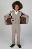 Kids Brown Tweed Suit | Boys Wedding Suit | Slim Fit Suit | Sainly