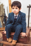 Boys Navy Blue Tweed | 3 Piece Suit Wedding | Party Suit | Sainly