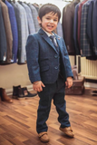 Boys Navy Blue Tweed | 3 Piece Suit Wedding | Party Suit | Sainly