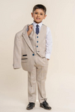 Boy Beige Tweed Suit | 3 Piece Suit Wedding | Kids Party Wear | Sainly