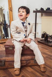 Boy Beige Tweed Suit | 3 Piece Suit Wedding | Kids Party Wear | Sainly