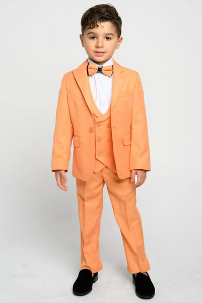 Boy s 3 Pieces Orange Slim Fit Suit perfect for Weddings Wear Suit Formal Fashion Slim Fit Suit Bespoke