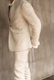Men Linen Suits | Beige 2 Piece | Linen Beach Wedding Suit | Sainly