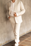 Men Linen Suits | Beige 2 Piece | Linen Beach Wedding Suit | Sainly
