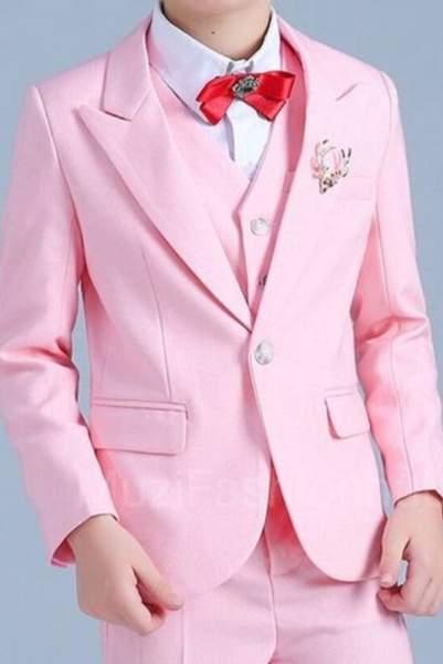 Boys Light Pink Wedding Suit Kids Groom Wear Suit Bespoke