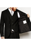 Men Black Tweed Suit | Winters 3 piece suit | Wedding Suit | Sainly