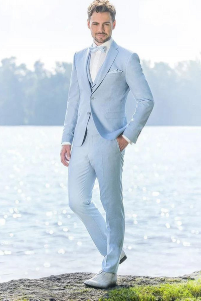 Shop Trending Sky Blue Three Piece Formal Suit for Men– SAINLY
