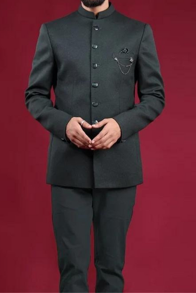 Lavish Green Designer Bandhgala Suit main image 0