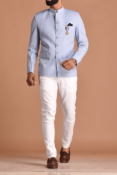 Jodhpuri suit sales sky blue