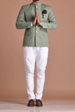 Green Jodhpuri Suit | Blazer With White Trouser | Wedding Suit | Sainly