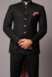Black Designer Bandhgala Jodhpuri Suit Indian Style Formal Wear Sainly