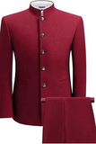 Jodhpuri Bandhgala Suit Wedding Reception Formal Maroon Suit Sainly