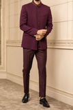 Maroon Jodhpuri Suit Bandhgala Suit Wedding Formal Suit Sainly