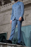 Men Blue Jodhpuri Bandgala Suit Indian Wedding Suit Formal Wear Sainly