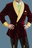 MEN VELVET JACKET Maroon Smoking Jacket Maroon Velvet Jacket Sainly