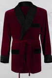 Red Quilted Jacket Men Smoking Jacket Winter Velvet Jacket Sainly