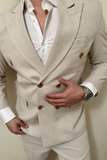 Double Breasted Suit Beige Two Piece Suit Formal Dinner Suit Wedding Suit Bespoke For Men