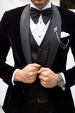 Men 3 Piece Black Velvet Tuxedo Suit Wedding Suit Slim Fit Suit Sainly