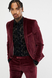 Men 2 Piece Maroon Velvet Suit Winter Wedding Suit Sainly