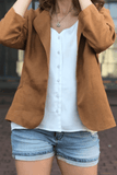 SAINLY Apparel & Accessories Casual Linen Blazer - Short Bronzer Linen Jacket - Linen Blazer with 3/4 Sleeves