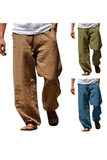 SAINLY Apparel & Accessories Natural Linen Pants For Men Contemporary Casual Pants Comfortable Quality Soft Pocket Pure Color Trousers Male Outdoor