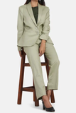 SAINLY Apparel & Accessories Women Pant Suit Sage Green Formal Pant Suit, Cotton Blend Pant Suit, Business Pant Suit, Gift for her