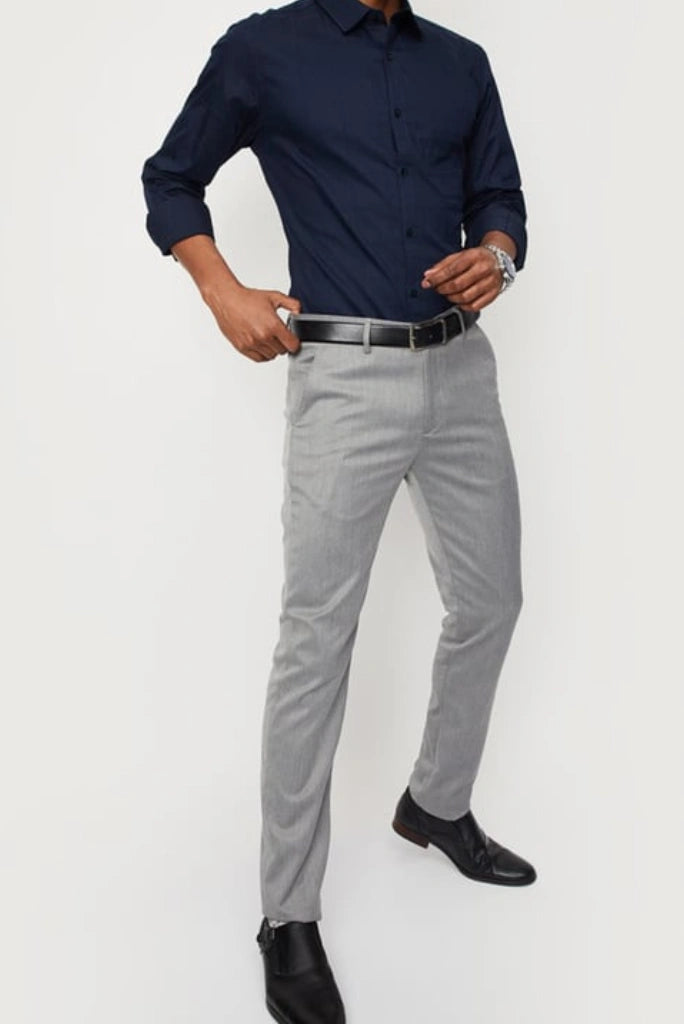 Stylish Elegance Dark Blue Formal Shirt and Grey Pants for Weddings XL