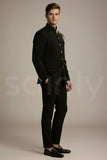 Designer Black Jodhpuri Suit For Men With Hand Embroidery