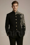 Classic Black Jodhpuri Suit with Embroidery For Men Bandhgala